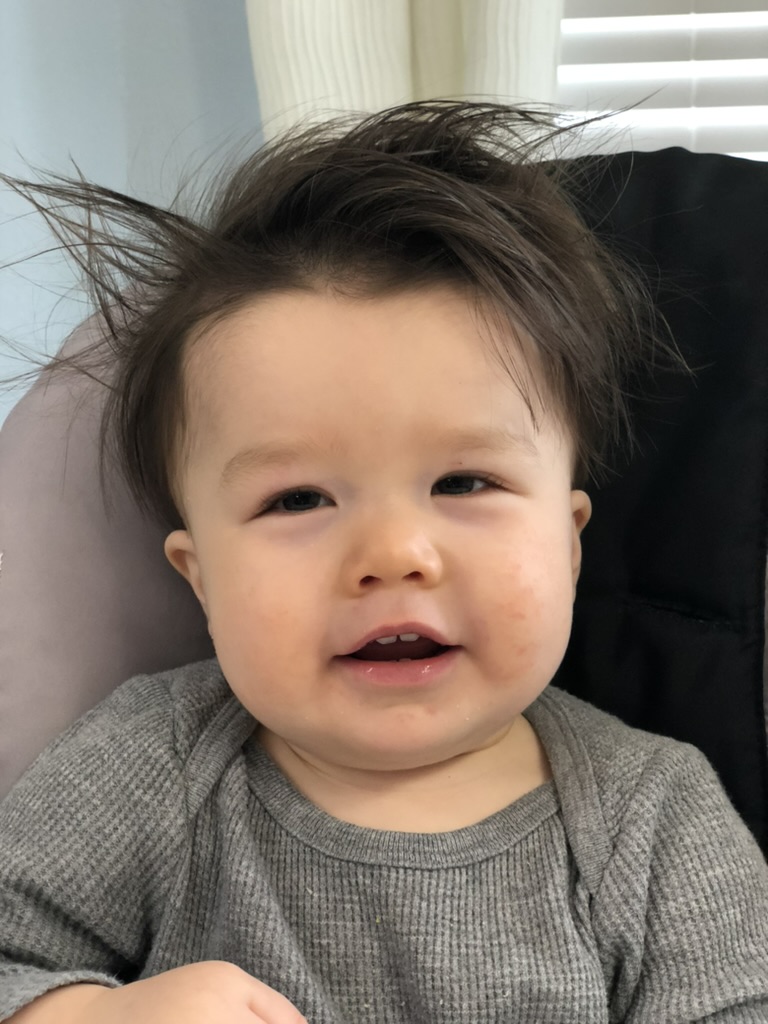 Baby Cy with wild hair